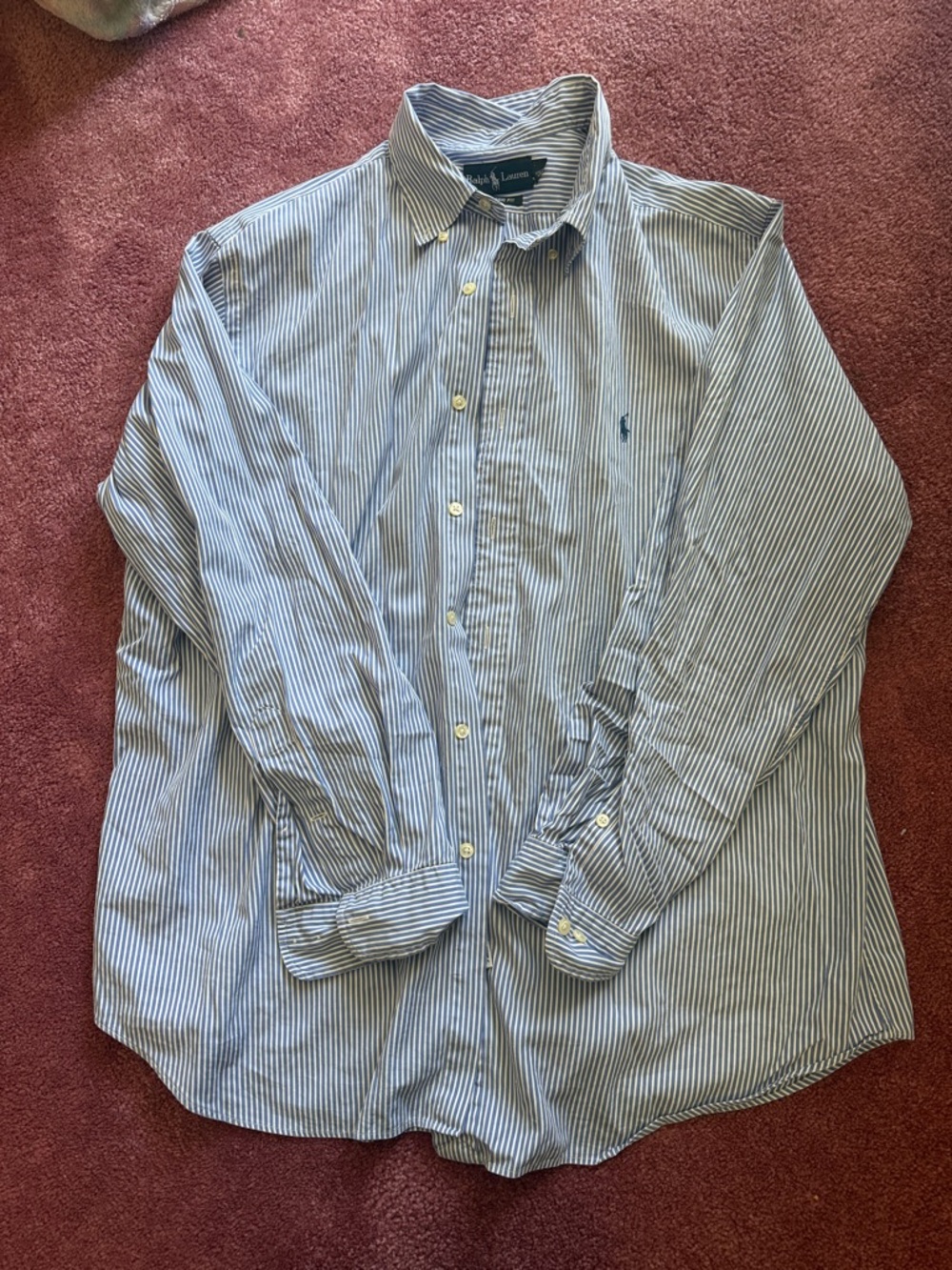 Ralph Lauren Men’s Light Blue & White Pinstripe Button-Down Shirt